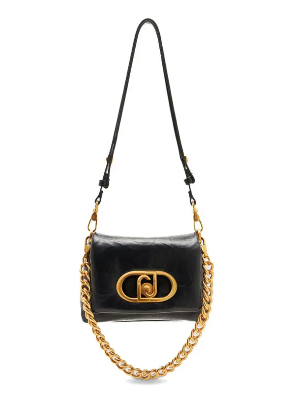 Crossbody Bag with Gold Chain and Logo Clasp