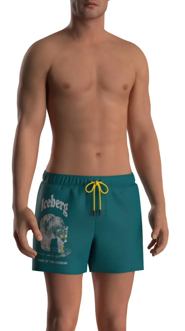 Swim Trunks with Bear Graphic