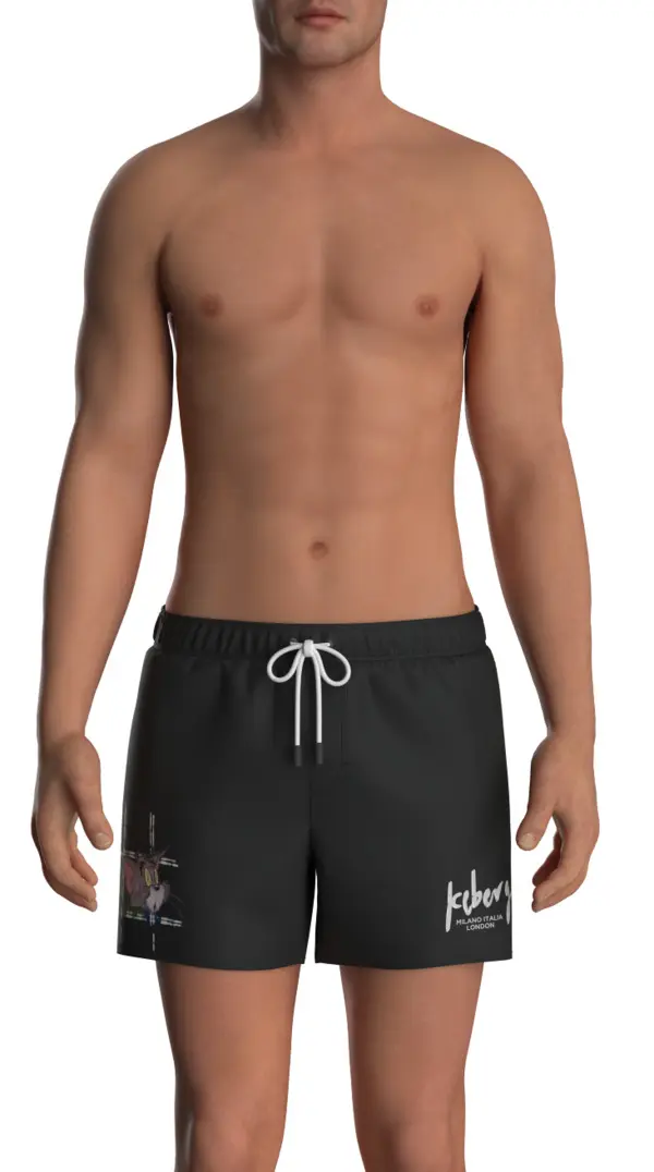 Swim Trunks with White Logo
