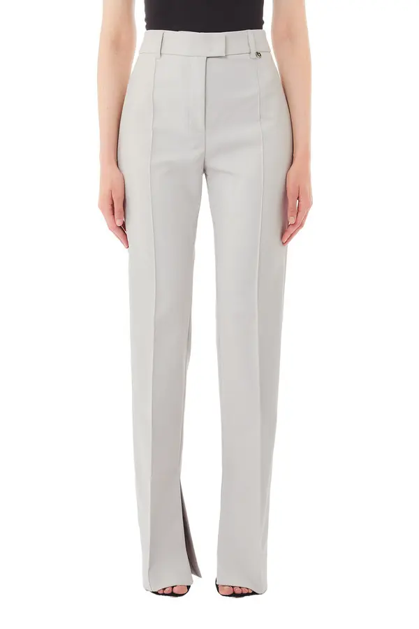 Straight-Leg Trousers with Slit Hem