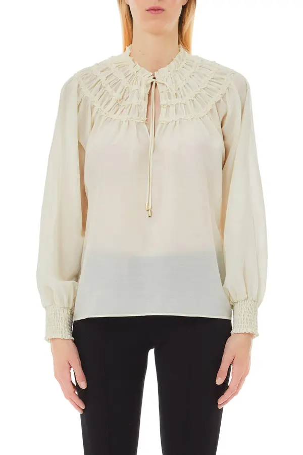 Long Sleeve Ruffled Blouse
