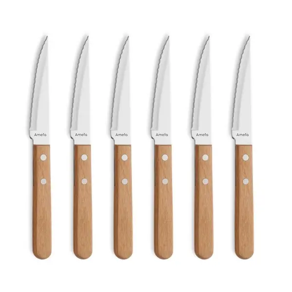 Set of 6 - Wooden Steak Knife 