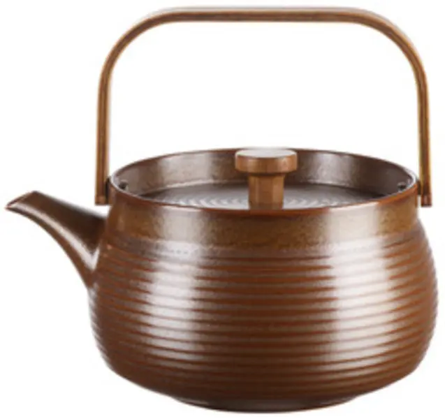 Teapot With Wooden Handle Brown