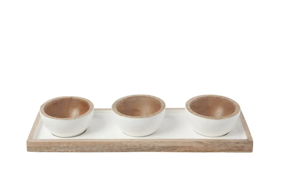 Classic Dipping Bowl Set, Board 58.5Cm & Bowls .5Cm Each