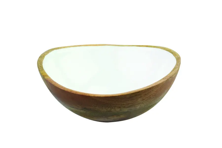 Mango Wood & Enamel Bowl