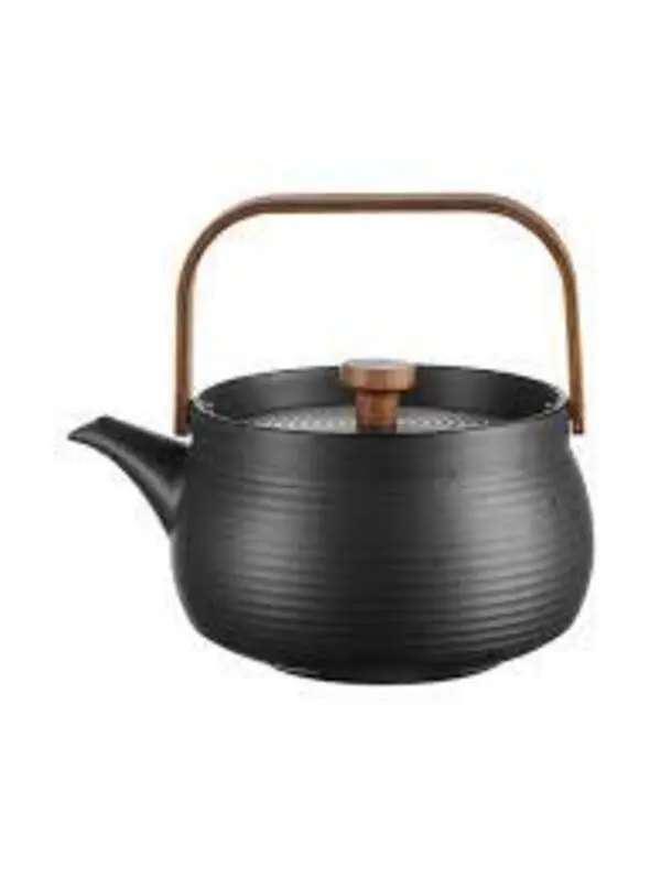 Teapot With Wooden Handle Black