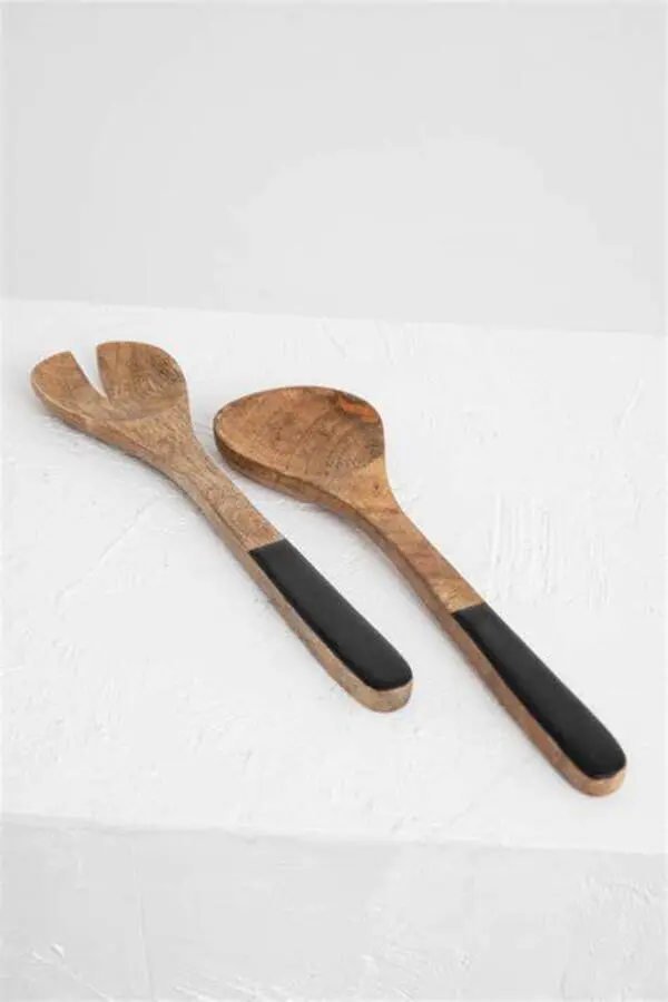 Salad Servers with Black Nylon Handle
