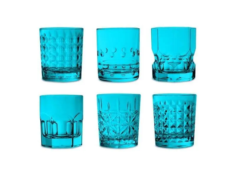 Set of 6 Assorted Tumblers, Turquoise