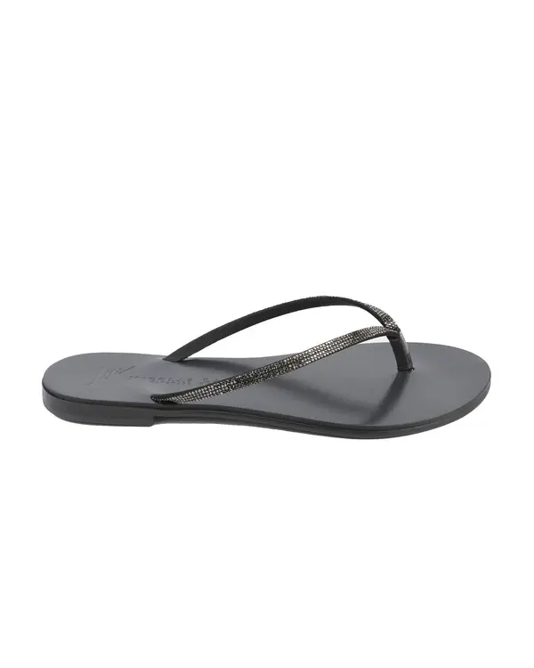 Thong Slides with Embellished Straps