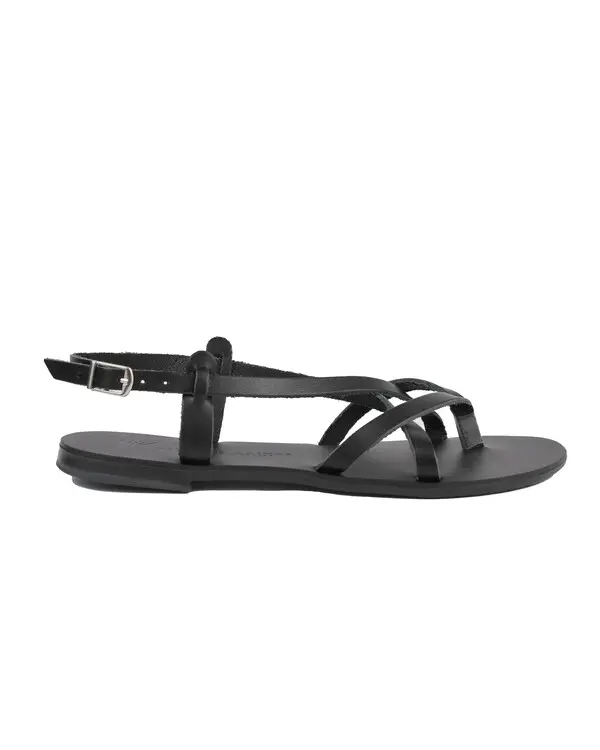 Leather Crisscross Flat Sandals