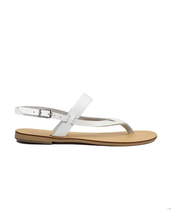 Leather Thong Flat Sandals with Ankle Strap