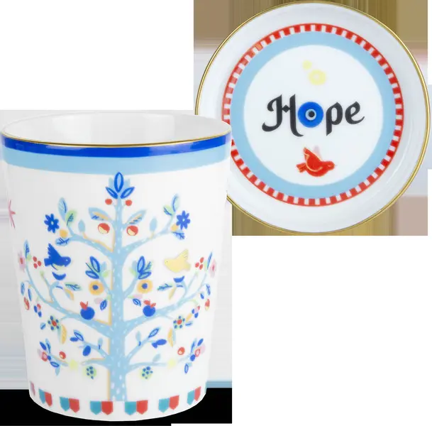 Cup with Lid and Saucer, Hand, Diameter 9 cm, Height 12 cm