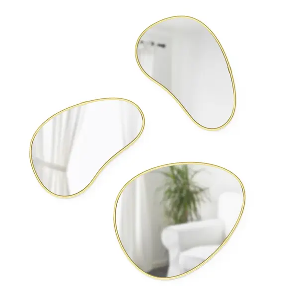 Hubba Pebble Mirror Set of 3 Brass