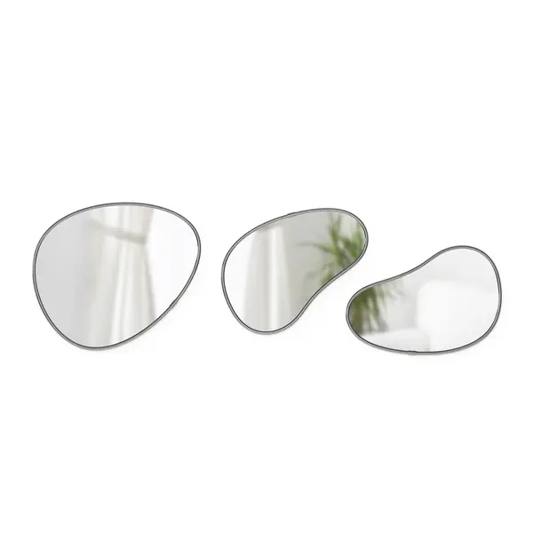 Hubba Pebble Mirror Set of 3 Matte Titanium