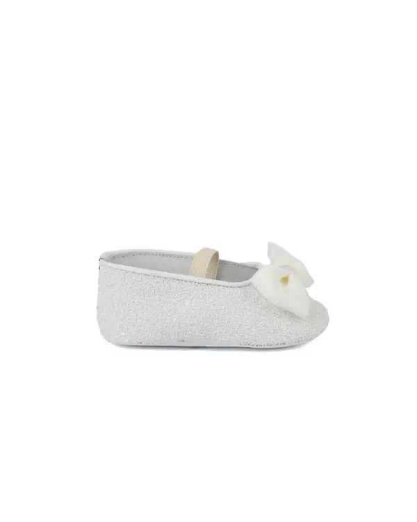 SATIN FABRIC HANDMADE BOW  EMBELLISHED GLITTER FABRIC BALLERINAS