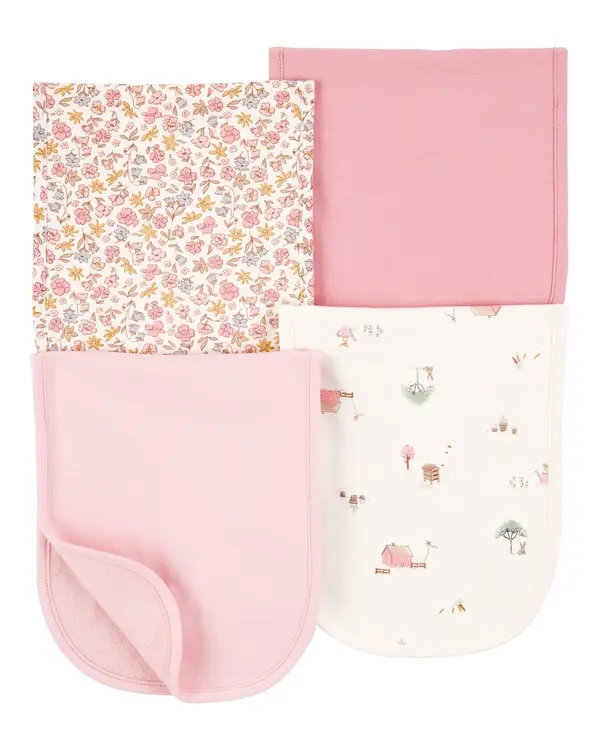 4-Pack Burp Cloths - Pink