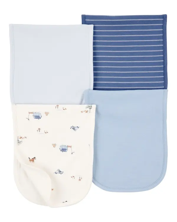 4-Pack Burp Cloths - Blue