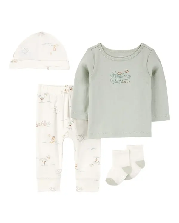 4-Piece Alligator Outfit Set - Green