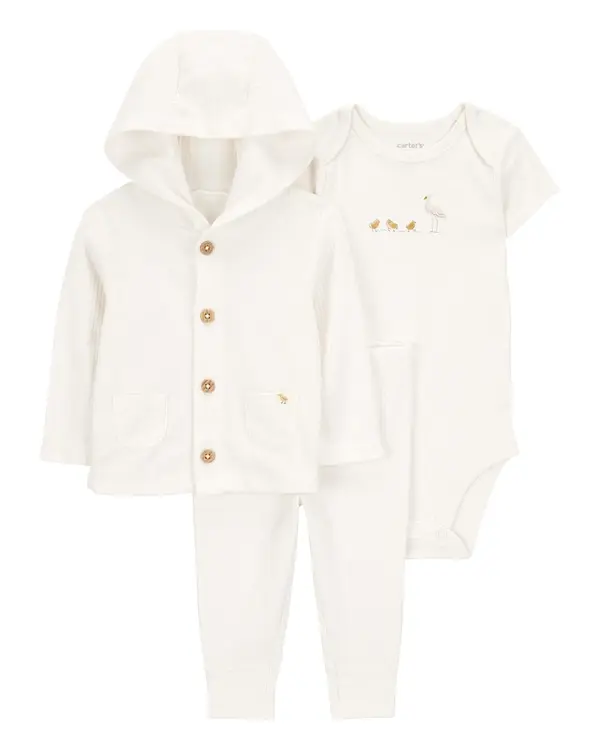 3-Piece Chick Little Cardigan Set - Ivory