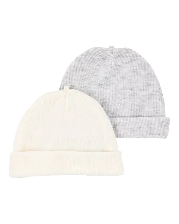 2-Pack Caps - Grey/Ivory