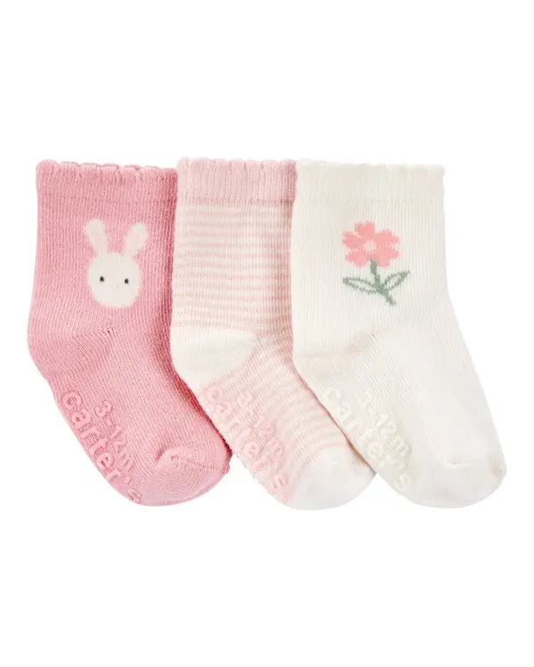 3-Pack Pink Bunny Booties