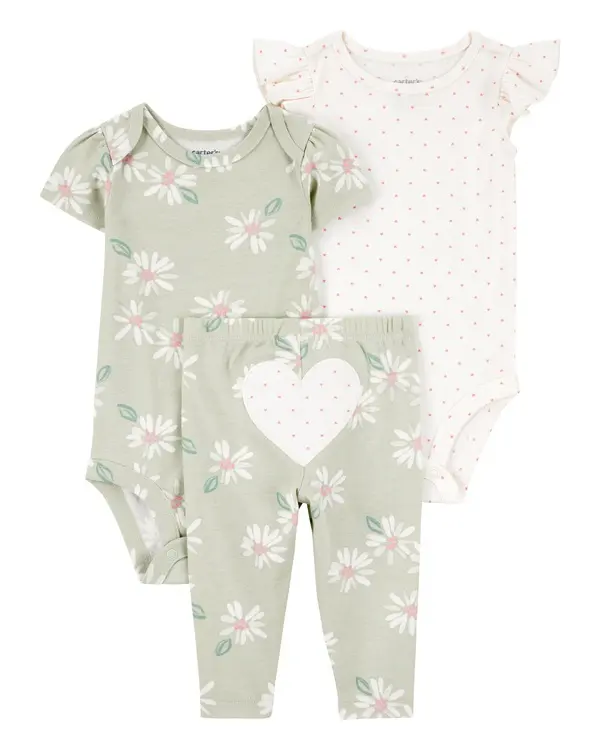 3-Piece Flowers  Little Character Set - Green