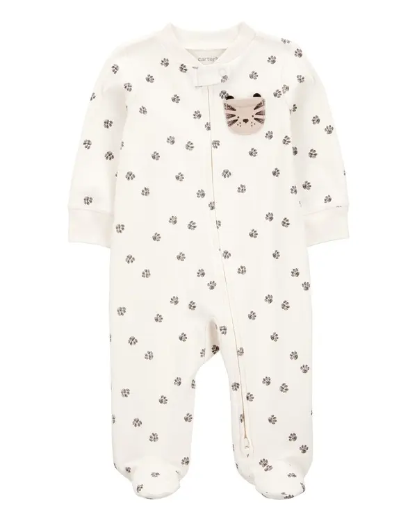Tiger Print 2-Way Zip Cotton Sleep & Play Pajamas 