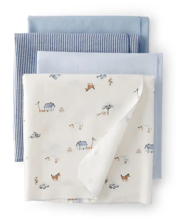 4-Pack Receiving Blankets - Blue