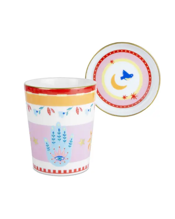 Cup with Lid and Saucer, Heart, Diameter 9 cm, Height 12 cm