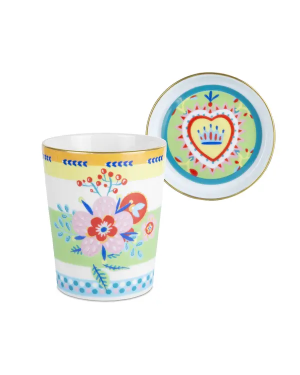 Cup with Lid and Saucer, Buon Appetito, Diameter 9 cm, Height 12 cm