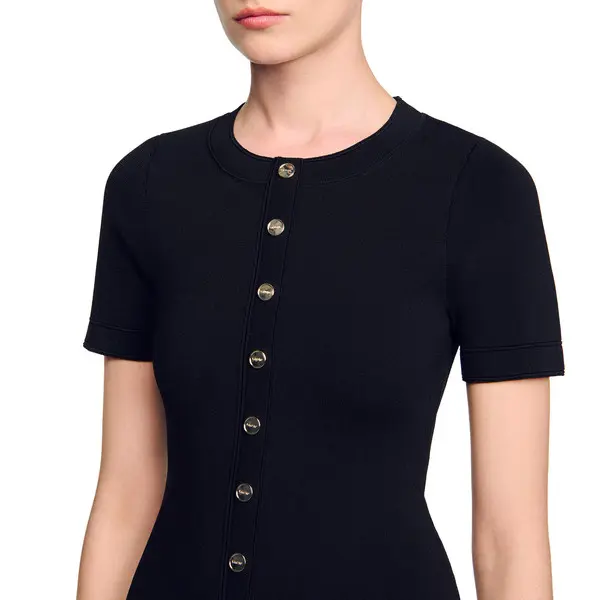 Short knit dress with ruffle