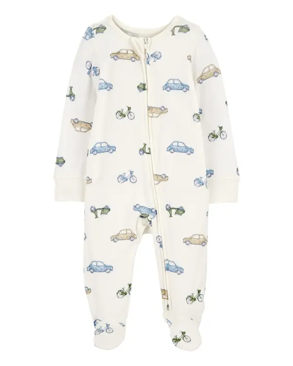 Car Print Zip-Up PurelySoft Sleep & Play Pajamas