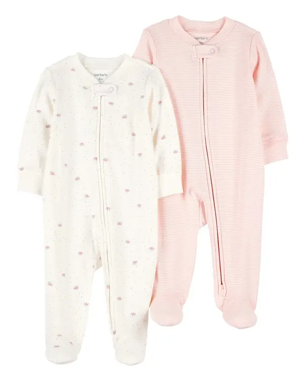 2-Pack 2-Way Zip Cotton Sleep & Play Pajamas