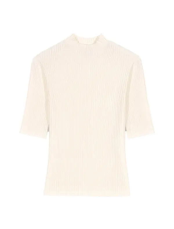 Cotton and silk ribbed top

