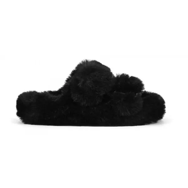 Furry Double Strap Slippers
