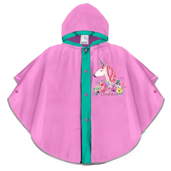 Raincoat pink with unicorn print
