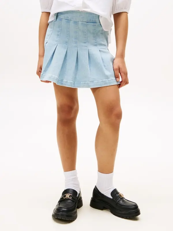 Denim Pleated Skirt