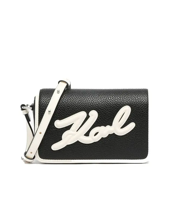 Monochrome 'Karl' Logo Flap Crossbody Bag