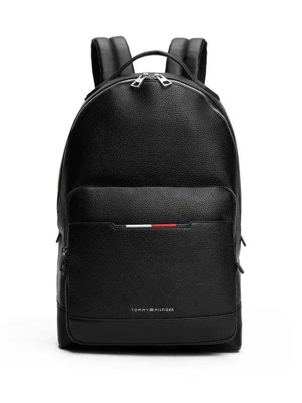 Metal Logo Pebble Leather Backpack Image