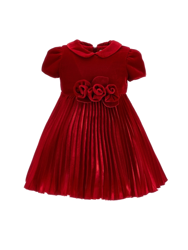 Short ruffled sleeves Velvet Dress