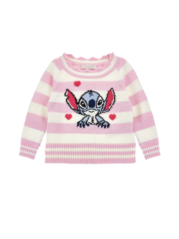 Striped Sweater with Stitch Print