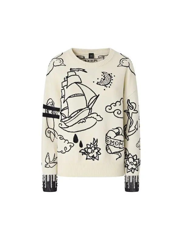 Patterned crew-neck sweater