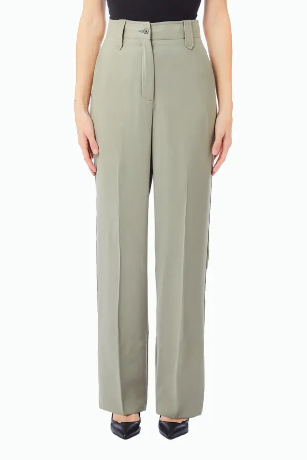 Straight gabardine trousers