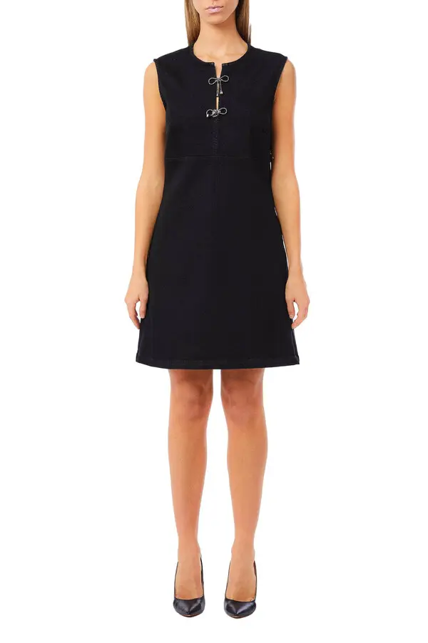 Sleeveless Mini Dress with Front Closure Detail