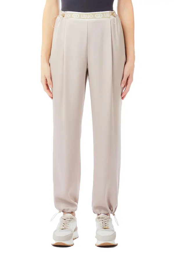 Straight Cut Satin Joggers with Legs Drawstrings