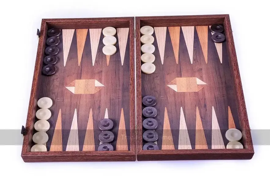  Wooden Backgammon printed-Geometrical Wood Motif 48x26cm