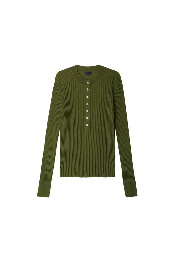 long-sleeve ribbed top with buttons