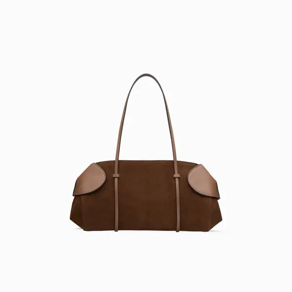 Suede Leather EAST WEST  Shoulder Bag