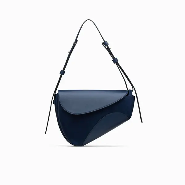Suede and Leather Saddle Shoulder Bag