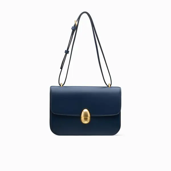 Leather Crossbody Bag with Logo buckle